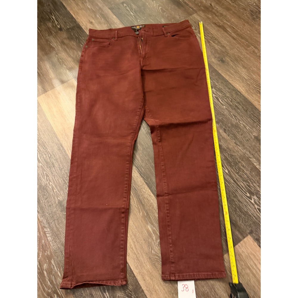 Lucky Brand 410 Athletic Fit Mens Pants 38x32 Burgundy Maroon Straight Leg Jeans